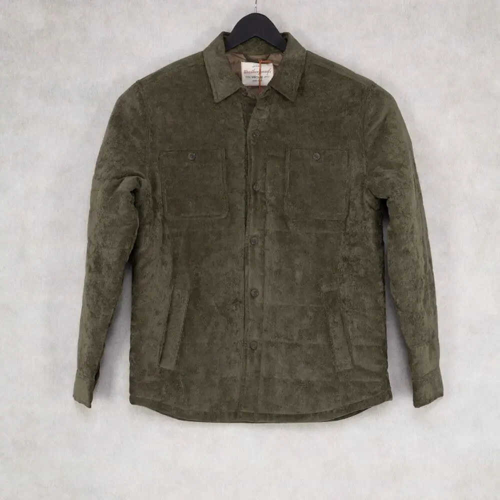 Weatherproof Vintage Men Corduroy Button-Front Quilted Jacket Olive Size XL